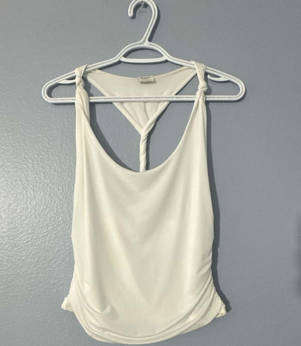 NWT Abercrombie & Fitch Ruched Side-Tie Tank Top with Twisted Back White Large